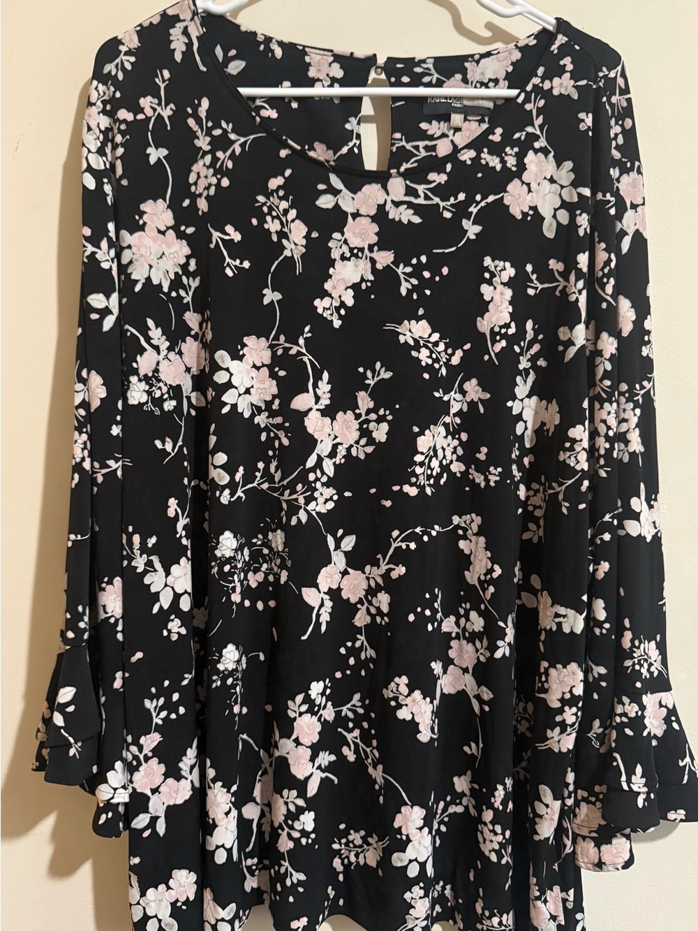 Karl Lagerfeld Black Tunic with Blush Floral Print